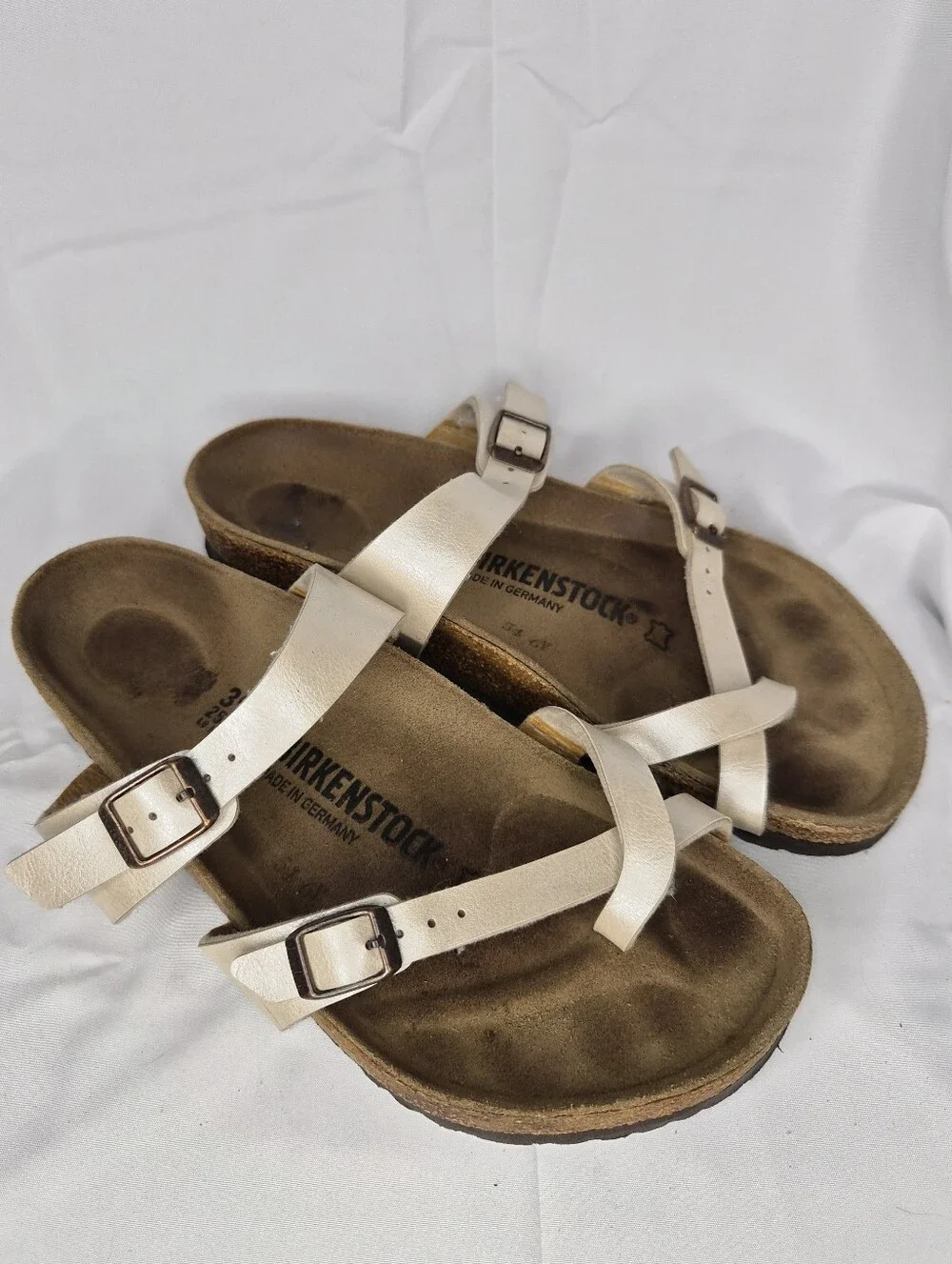 Birkenstock Mayari Pearlescent Cream Gold Sandals Size 39 US 8-8.5